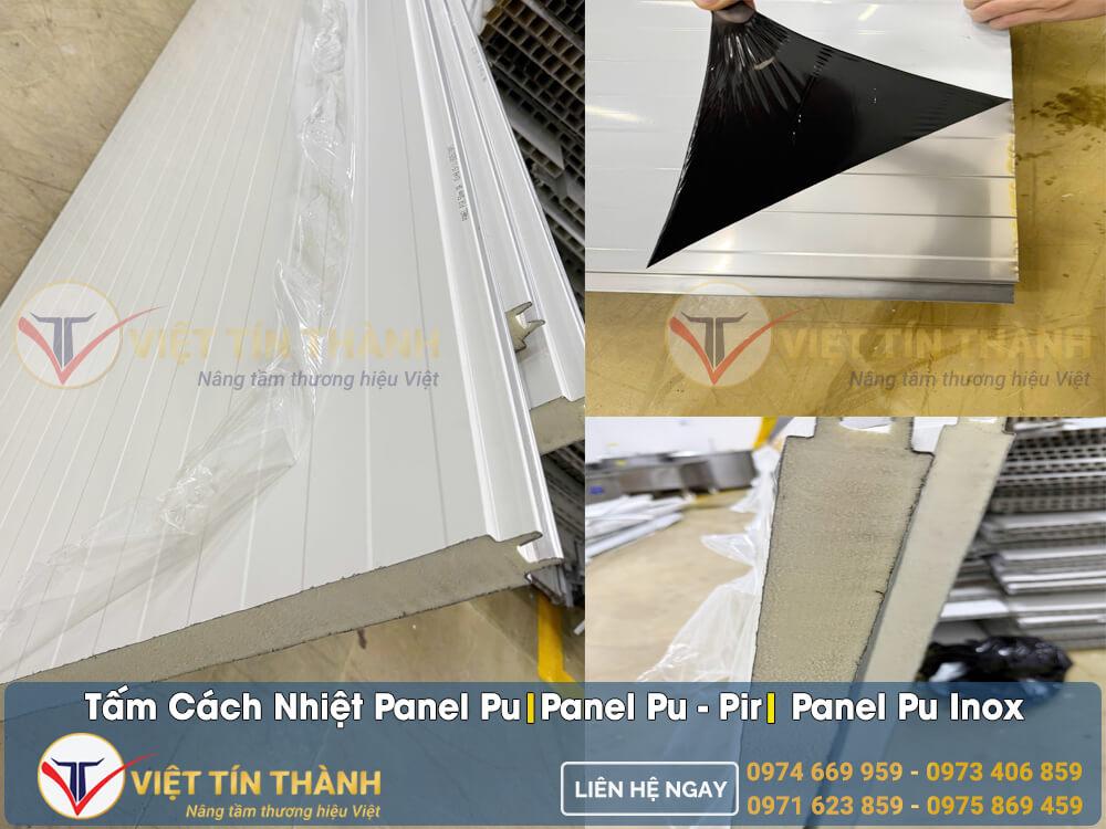 thi công tấm panel pu 2 mặt inox